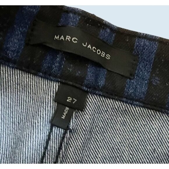 MARC JACOBS Blue & Black Striped Stovepipe High Rise Jeans NEW NWT - Picture 6 of 8